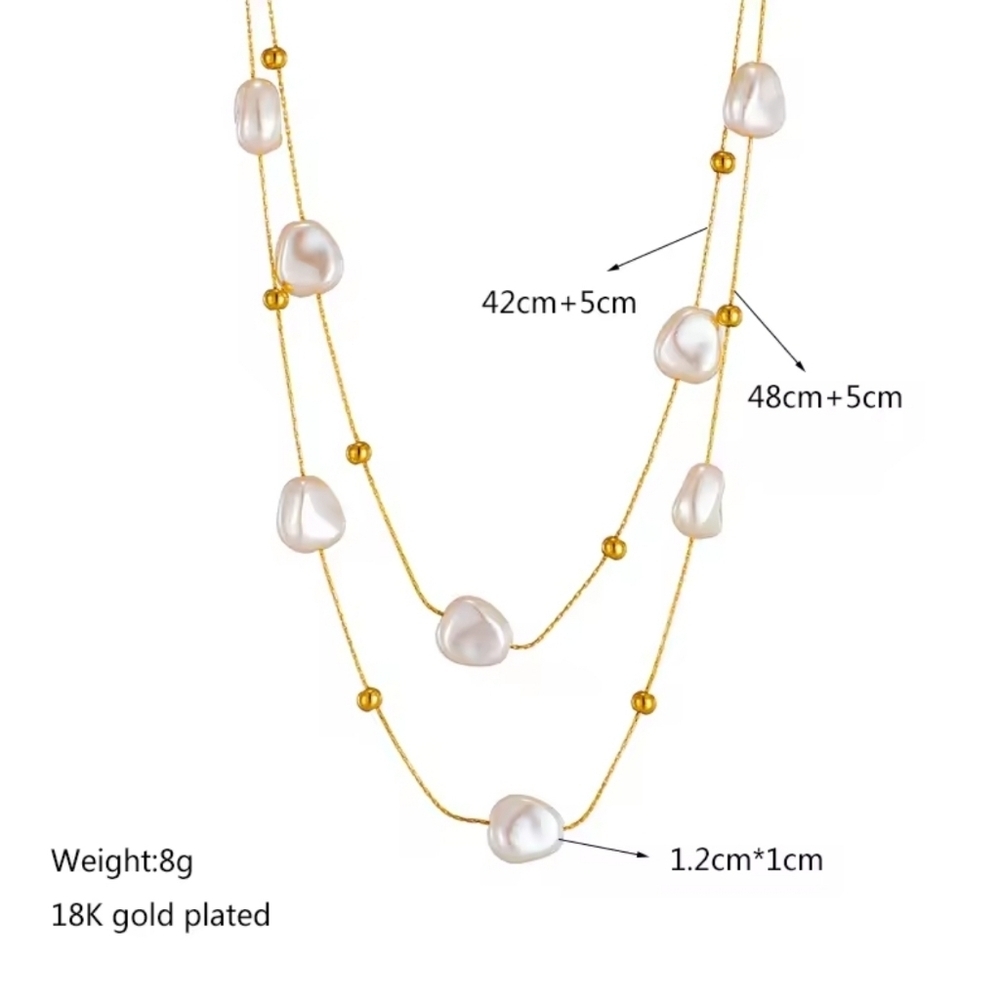 Gold and Whide Pearl Necklace - Picture 8 of 8